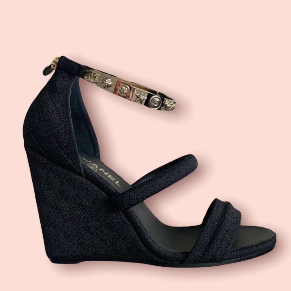 Chanel Wedges with Metal Ankle Strap (size:40)
